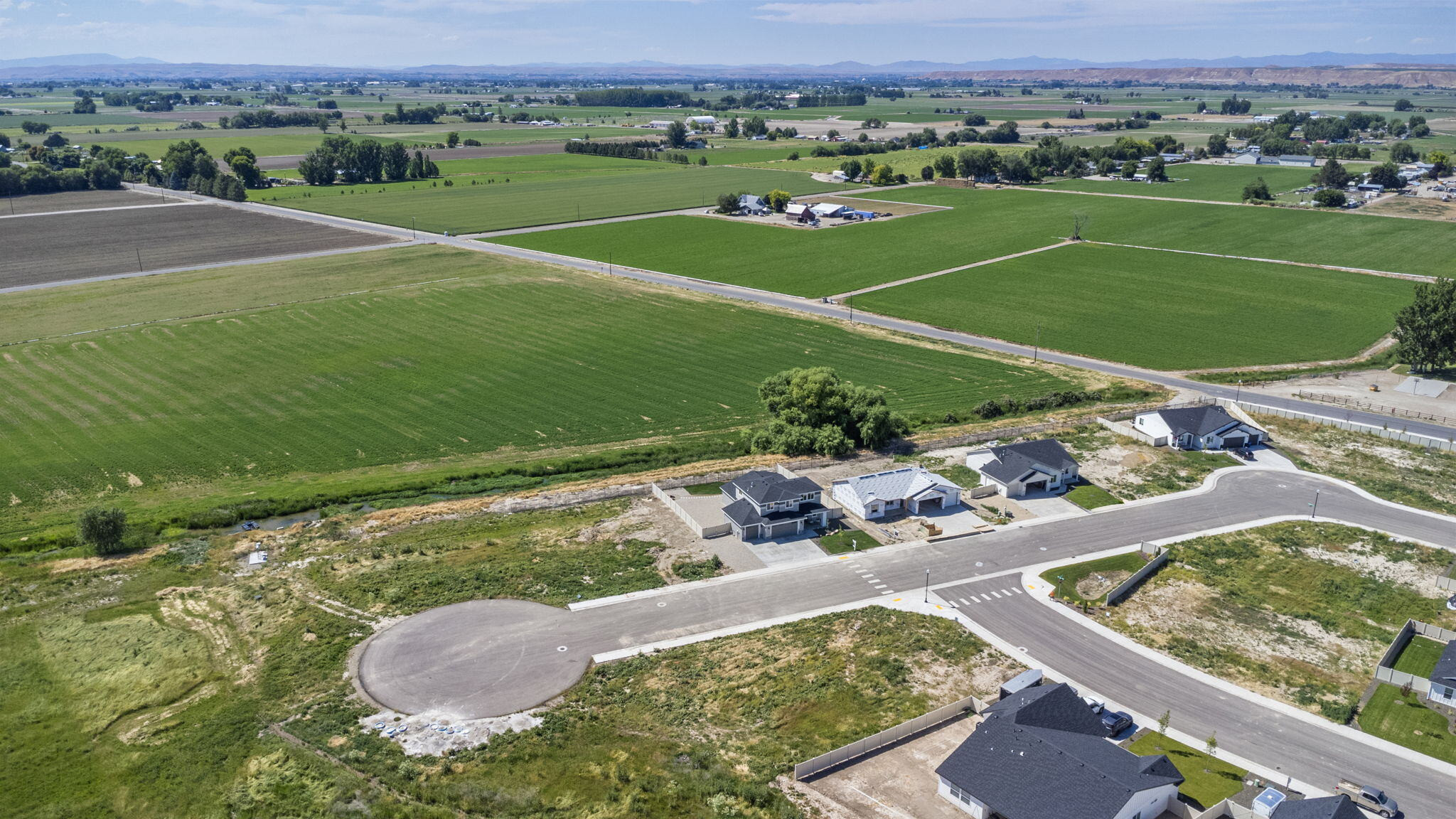 Aerial view of a Bear Homes neighborhood in the Treasure Valley, Idaho